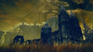 The player in Elden Ring: Shadow Of The Erdtree stands before the black stone Church Of The Crusade in Scadu Altus.